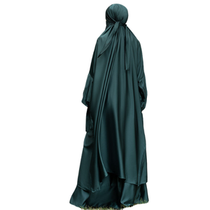 Islamique Simple Naturel Respirant Tissu Doux Ethnique Abaya Ensemble Dubaï Style Femmes Musulmanes Modeste Solide A-ligne Maxi Robe pour - Product Image 5