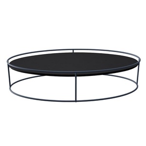 Decoración de muebles caseros, acabado plateado, forma redondeada de aluminio, elegante mesa central con tapa de cristal - Product Image 3