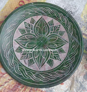 Round Shape Natural Soapstone Incense <b>Stick</b> Stand <b>Smooth</b> And Glossy Surface Handmade Floral Design Used Agarbatti Stand In Home - Product Image 1
