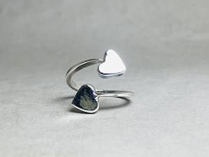 Anillos de pareja de doble Corazón de estilo moderno de Plata de Ley 925, joyería de moda de alta calidad con incrustaciones de ajuste, uso de dedos - Product Image 2
