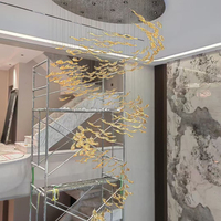 Lustre suspendu personnalisé en plumes, moderne, pour escalier, salon, villa, luminaire décoratif long à LED pour plafond haut