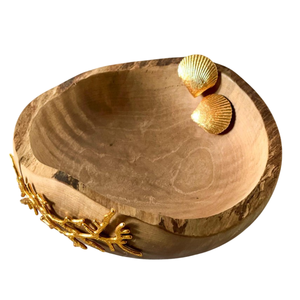 Cuenco de madera clásico con acentos de pescado de estrella dorada, cuenco para servir aperitivos, cuenco y platos de madera decorativos para el hogar para la mejor venta - Product Image 6
