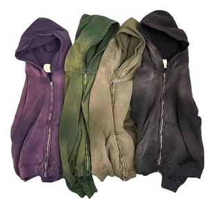 Sweat à capuche vintage de haute qualité imprimé avec logo personnalisé pour l'hiver 100% coton vierge respirant séchage rapide acide délavé au soleil - Product Image 1