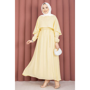 Robe d'été au col cape en crochet, taille élastique, respirante et élégante pour club ou quotidien, jaune, taille unique - Product Image 5