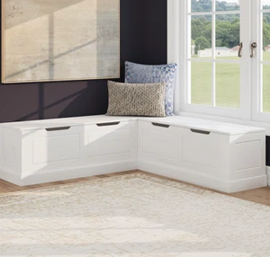 Banc de fenêtre en bois massif avec rangement (style niche) - Product Image 3