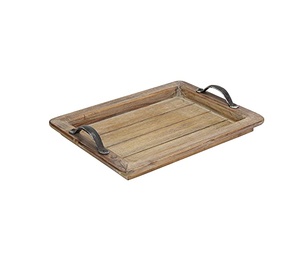 Plateau de service en bois avec taille personnalisée Plateau à collation écologique Assiette de service et poignée en métal avec vendeur - Product Image 2