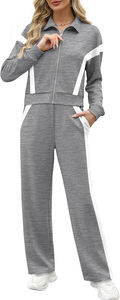 Venta al por mayor Lounge Women 2025 Sweatsuit Trajes de 2 piezas Sudadera Pantalones de chándal de pierna ancha Chándal Conjunto a juego Transpirable - Product Image 5