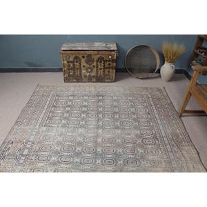 Alfombra vintage, alfombra turca grande de 6.3x9.3 pies, alfombra de lana azul con lunares - Product Image 4