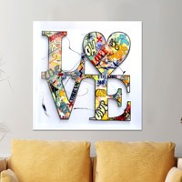 Eleganter Graffiti-Kunstdruck für Art Deco Leinwandbilder Moderne Wohnraumdekoration Quadratisches Glas-Hängepaneel