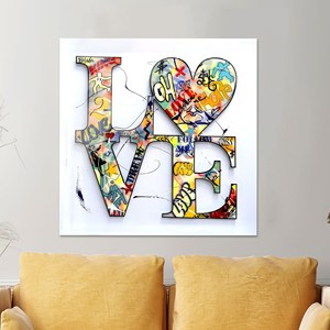 Impresión en lienzo de Graffiti Love: arte moderno para decoración del hogar, vidrio rectangular - Product Image 1