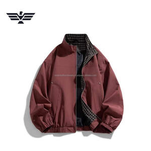 Veste coupe-vent à col montant pour homme avec logo personnalisé, toile fine respirante, style bomber, fermeture éclair sur le devant, teinture unie, hiver - Product Image 1