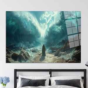 Impression sur toile Moïse traversant le Mer Rouge : Décoration religieuse élégante, ART SUR VERRE TÉMPERÉ - Product Image 1