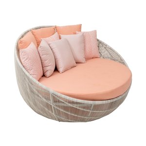 DL Home Furniture - Aluminum Frame <strong>Outdoor</strong> Furniture Woven Rattan Sun Bed Garden Round Double Seat <strong>Outdoor</strong> <strong>Daybed</strong>