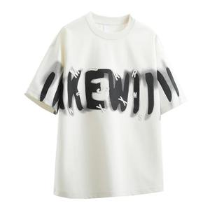 เสื้อยืดผู้ชายทรงหลวมคอกลมแขนสั้นแฟชั่นฤดูร้อนพิมพ์ลายตัวอักษรเสื้อผ้าฝ้ายลำลองสำหรับวัยรุ่นและคนหนุ่มสาว - Product Image 3