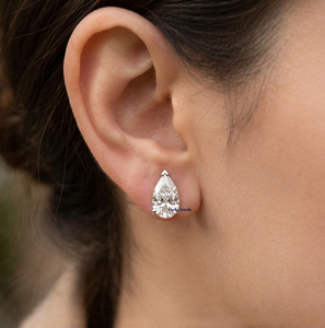 Pendientes de Perlas de Agua Dulce con Diamantes CVD HPHT de Corte Pera de 4 Quilates Certificados por IGI, Oro de 14K, Modernos para Niñas y Mujeres, para Boda y Compromiso - Product Image 1