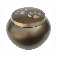 Odyssey Pet Urn Urna de cremación de latón con patrón de pata Estilo Funeral Cenizas Ataúd Urnas de metal