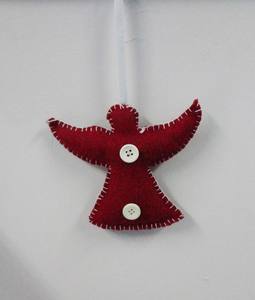 Ornements de décoration de Noël en peluche cœur en velours personnalisés de couleur rouge foncé pour décorations de vacances - Product Image 5