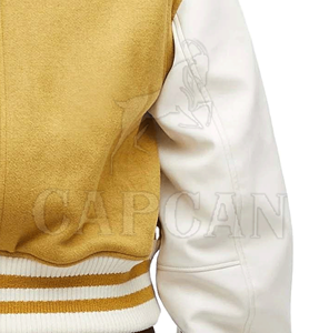 เสื้อครอปแจ็คเก็ตขนแกะ100% สำหรับผู้หญิงปรับแต่งได้สไตล์เลตเตอร์แมนย้อมสีล้วนพร้อมงานปักลายหนังแกะสำหรับฤดูหนาว - Product Image 4