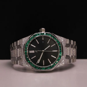 Reloj de Pulsera de Lujo con Diamantes Moissanite VVS, Reloj de Cuarzo con Esfera de Barra ETA Automática, Estilo Iced Out para Hombre - Product Image 1