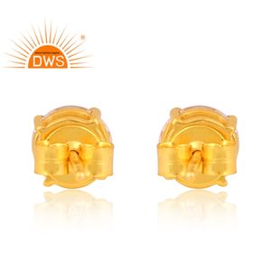 Mejor Calidad Plata Esterlina 18K Chapado en Oro Natural Cz Piedra Preciosa Stud Pendiente Demi Joyería Fina Fabricante - Product Image 4