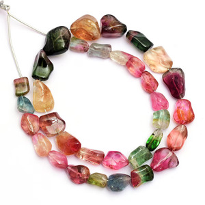 AAA + Bio turmalina 8x9mm-14x18mm pepitas de talla orgánica Natural Multi turmalina piedras preciosas cuentas caídas para joyería - Product Image 5