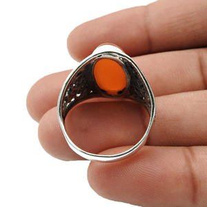 Vente à Chaud Bague de Forme Ovale en Cornaline Argent Sterling 925 Pierre Naturelle Fait à la Main Bijoux de Bohème Prix de Gros Fournisseurs - Product Image 5