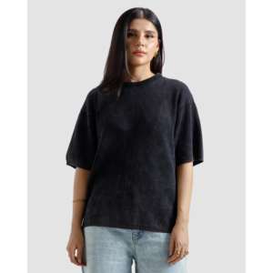 เสื้อยืดทรงสลิมฟิตแบบพื้นฐาน ผ้าถักเนื้อหนา พิมพ์ลายสกรีน ดีไซน์เนอร์ เสื้อยืดโอเวอร์ไซส์ สีพื้น - Product Image 4