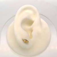 Encantadores y Modernos Pendientes de Tortuga Pequeña con Circonita de 4mm, Engaste de Bisel, Sin Níquel, Sin Plomo, Incrustaciones de Oro Amarillo, Oro Fino de 14k para Niñas