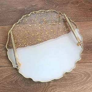 Elegante bandeja de resina epoxi de alta calidad patrón Floral diseño personalizable hecho a mano para boda decoración del hogar artículo de regalo de uso múltiple - Product Image 6