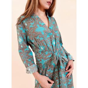 Vestido de lino 100% con cuello en V para mujer, manga larga, hasta el tobillo, ropa de noche de verano, diseño africano informal, Material de algodón, tipo Ankara - Product Image 4