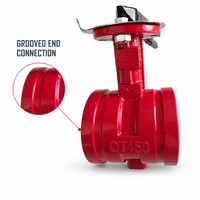 Vanne papillon rainurée rouge en fonte QT450 pour système d'incendie