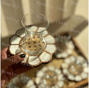 Gran oferta, bandeja de madera ecológica hecha a mano con asas, posavasos, 2 uds., artesanías de decoración India - Product Image 3