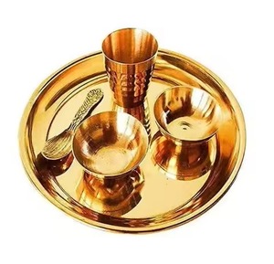 Ensemble Pooja Thali en laiton écologique le plus vendu pour la maison Temple Diwali décor articles Pooja en laiton durables faits à la main - Product Image 6