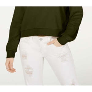 Maglione Casual con Zip a Quarto Crave Fame Junior in Maglia Waffle, Verde a Righe con Ricamo e Bottoni, Taglia M per Primavera Inverno - Product Image 3