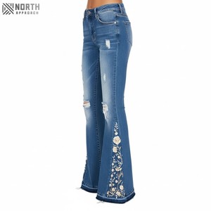 Pantalones acampanados de mezclilla para mujer, superventas, transpirables, antiarrugas, baratos, pantalones acampanados de mezclilla para mujer con peso ligero - Product Image 5