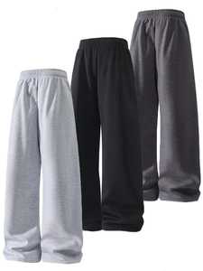 Custom Elastic Waist French Terry Canvas Oversized Solid Wide Leg Jogger <b>Baggy</b> Flared <b>Men's</b> Sweatpants <b>Trousers</b> - Product Image 2