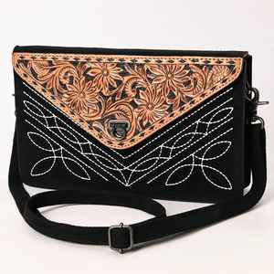 Meilleures ventes Sac Western en cuir suédé floral avec fermeture à glissière usiné à la main Western Sling Design Stock prêt pour les filles - Product Image 1