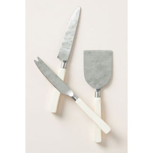 Ensemble d'argenterie faite à la main Design forgé 3 pièces couteau à fromage en acier inoxydable fourchette trancheuse ustensiles de cuisine en bambou pour une utilisation sur table - Product Image 5