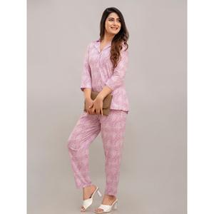 Ensemble deux pièces décontracté tendance pour femmes en crêpe violet (XS) - Product Image 2