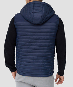 Veste matelassée sans manches à col montant en coton avec logo personnalisé, coupe-vent respirante, streetwear - Product Image 5