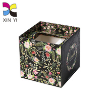 Scatola Quadrata di Lusso con Stampa Floreale e Finestra in PVC, Confezione Personalizzata per Vasetti Cosmetici e Creme Viso