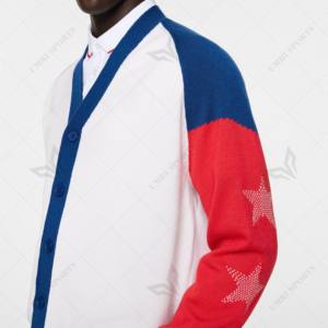 <b>Men's</b> Autumn Varsity Letterman <b>Cardigan</b> Sweater with Embroidery Custom Letter Design Full Sleeve V-Neck Cotton Sports Club - Product Image 3