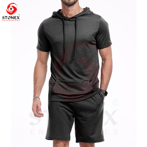 Men'S Popular Cotton Short <b>Set</b> For Men Track Suit With Shorts Two Pieces For Men - Product Image 5
