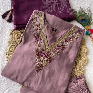 Wine Color Silk With Handwork Work Salwar Suit, Pakistani Salwar Kameez Dupatta Dress, Wedding Function Wear. - Product Image 1