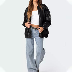 Chaqueta de Cuero de Carreras de Alta Calidad con Logotipo Personalizado para Mujer, Chaquetas de Cuero de Motociclista con Parche Bordado Personalizado - Product Image 2