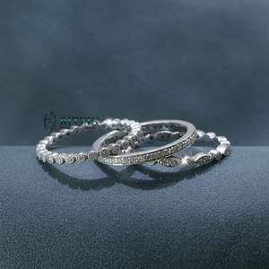 Bague Moissanite en argent sterling 925 taille ronde Trio Set Bague de mariage/promesse pour femme/elle - Product Image 2