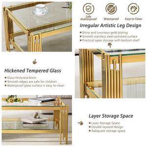 Table basse géométrique carrée moderne et écologique de luxe léger avec métal et verre pour la maison, l'hôtel, le bureau, l'appartement - Product Image 6