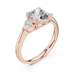 แหวนเพชรทรงทริลเลียนและทรงคุชชั่น 14K โรสโกลด์ สำหรับผู้หญิง |   เพชรที่เพาะเลี้ยงใหม่ - Product Image 5