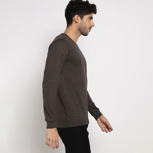 Men's High Quality Cotton Pullover Hoodie Solid Thin Neck Fleece <b>Sweater</b> Loose <b>Crewneck</b> Design for Winter Convenience - Product Image 3