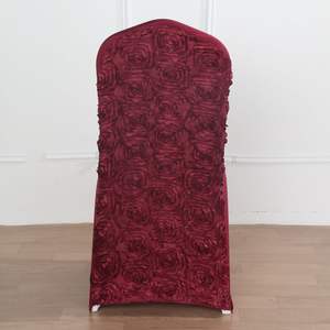 Satin Rose Table Chair Cover White Polyester Wedding Chair <b>Slipcovers</b> - Product Image 3
